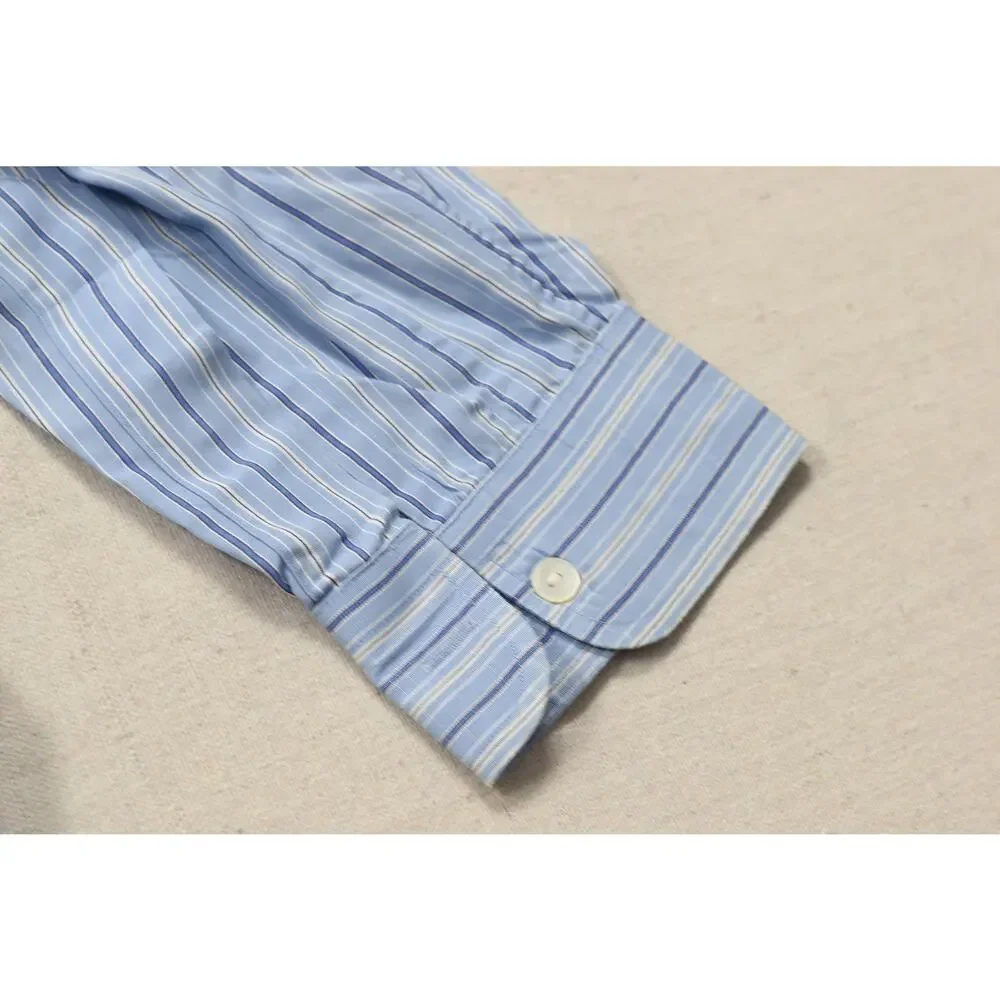 Polo Ralph Lauren Nelson Classic Fit Men's L Large Blue White Striped Long Sleev